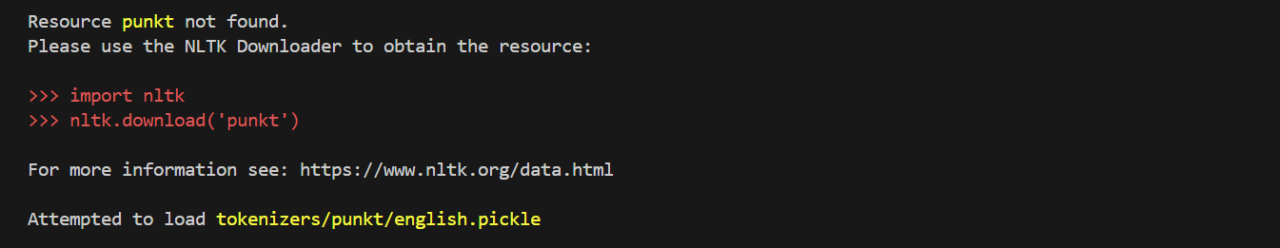Showing an error when implementing NLP method