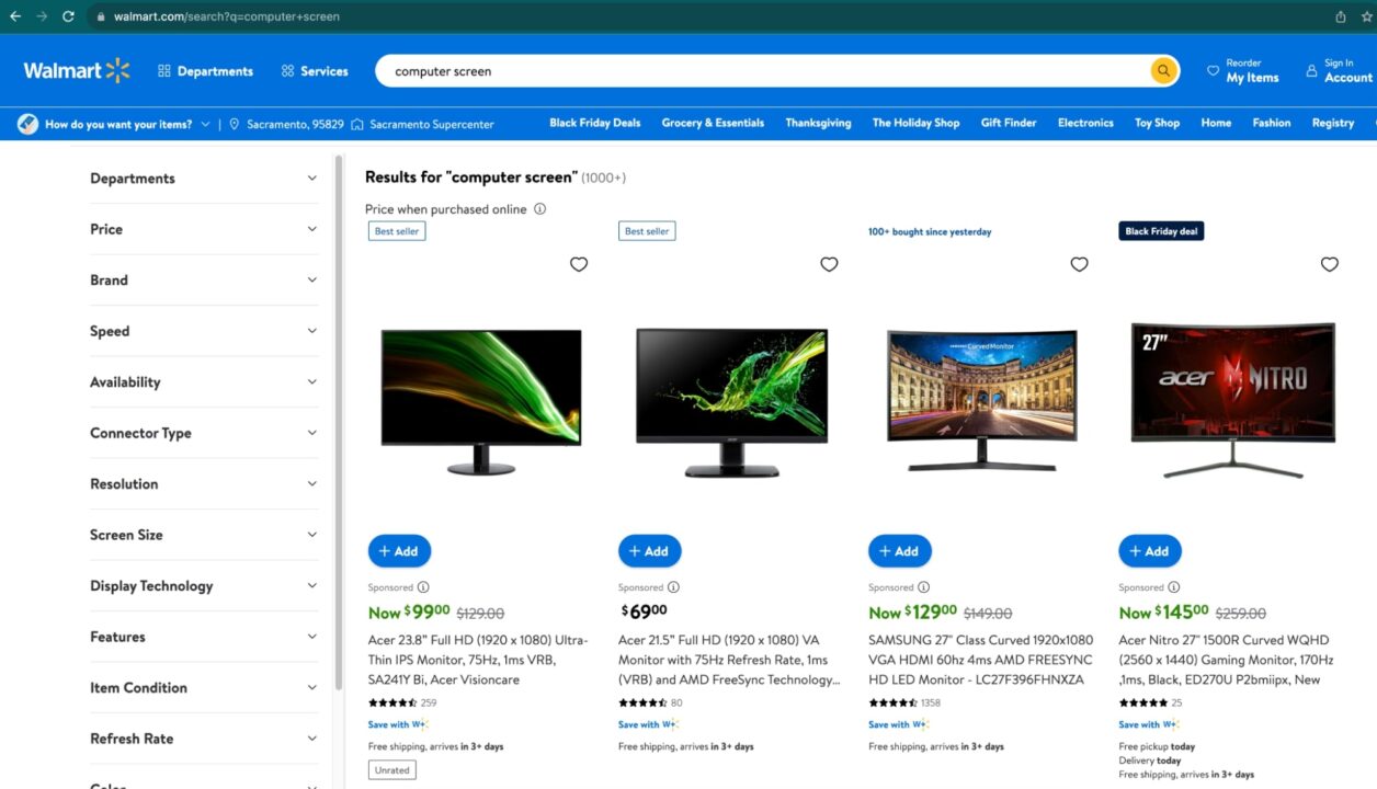 Search result from Walmart for the query Computer Screen