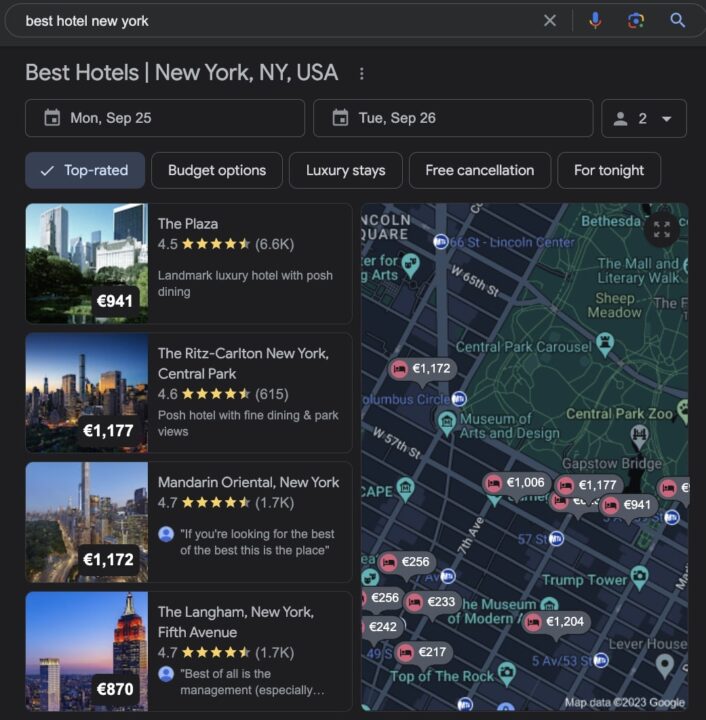 Search result for the query best hotel new york