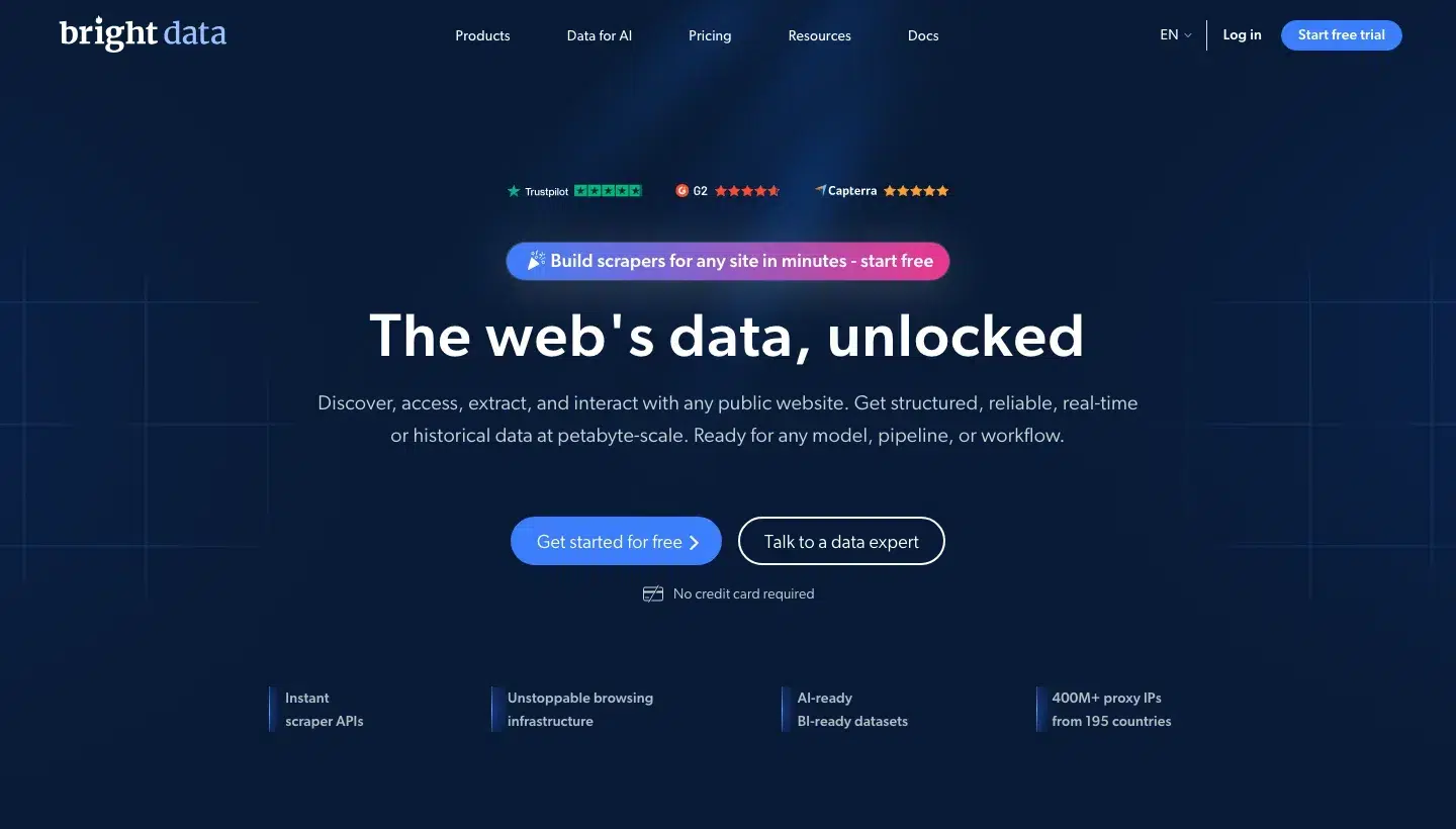 Bright Data homepage, Source: brightdata.com