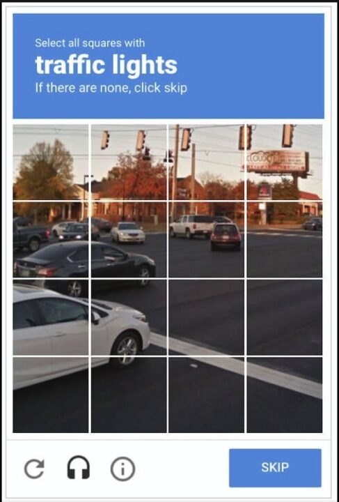 Example of a visual CAPTCHA test