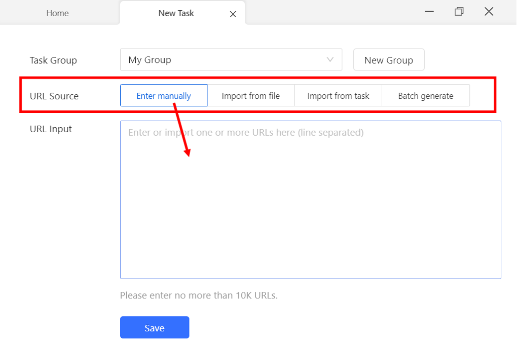 Selecting "enter manually"