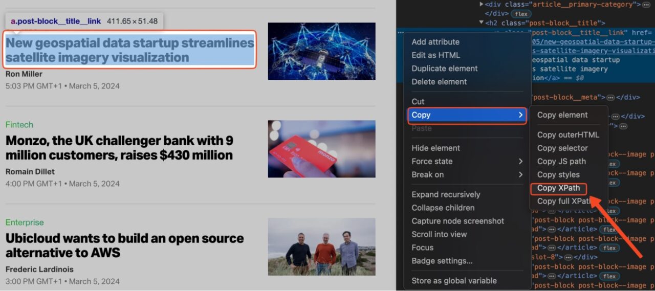 copy element on HTML selector