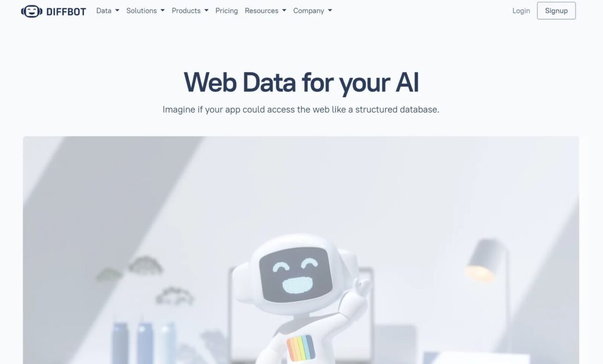 Diffbot AI web scraping tool homepage