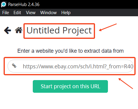 Enter the URl of the website you want to scrape