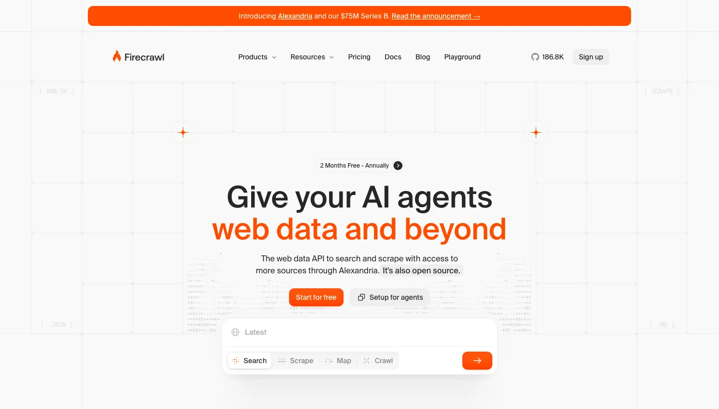 Firecrawl homepage, Source: firecrawl.dev