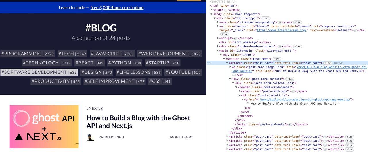 Source code of freecodecamp's blog