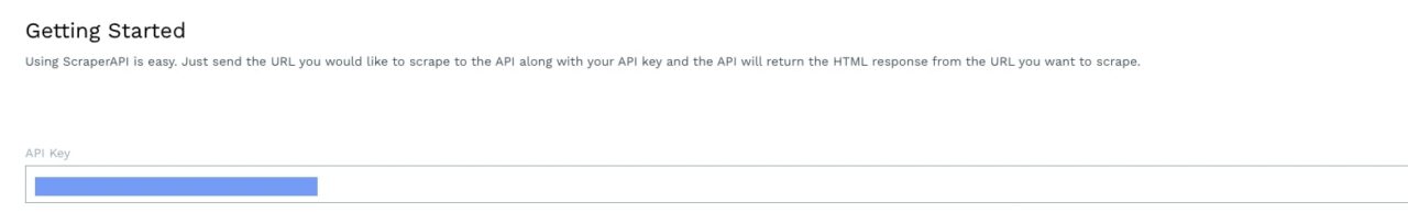 API key from your ScraperAPI dashboard