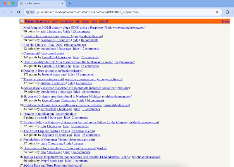 screenshot list