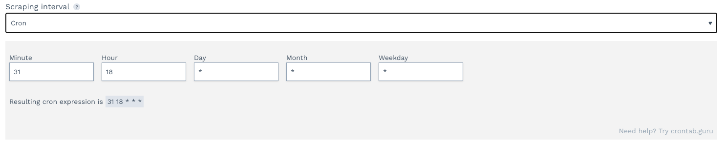 Amazon product pages - Cron settings