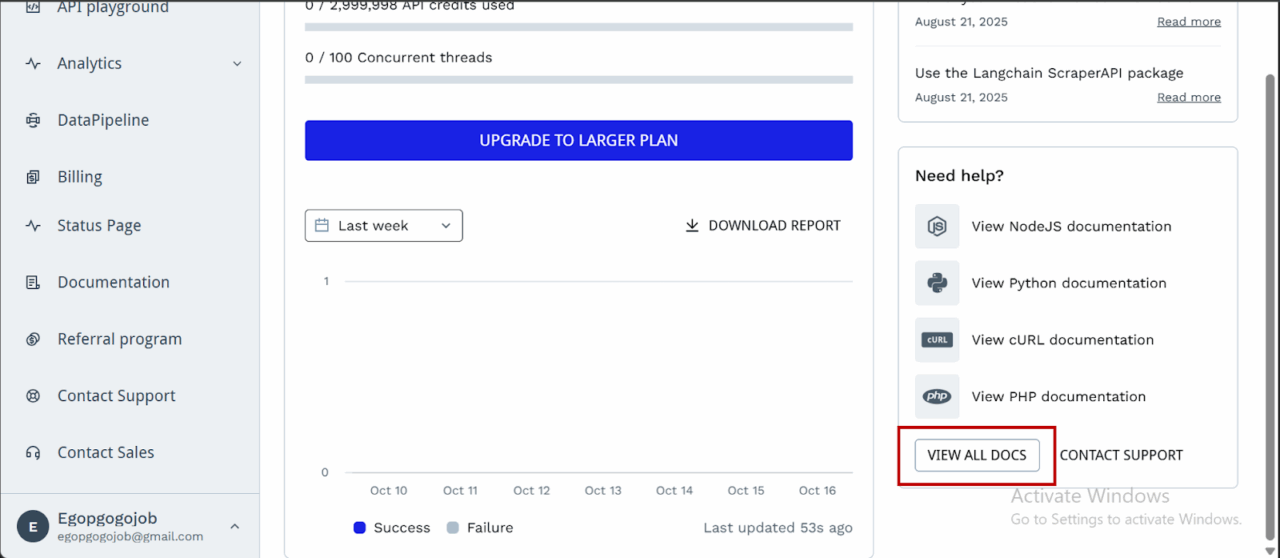 ScraperAPI view all docs