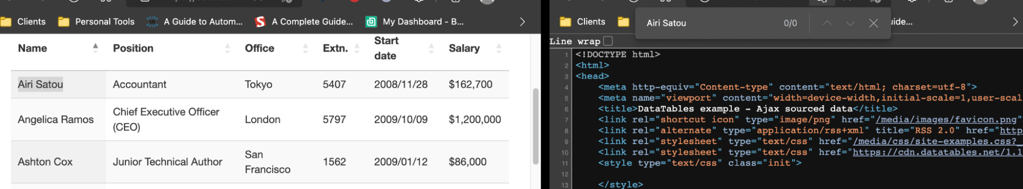 find the hidden api to access the json data