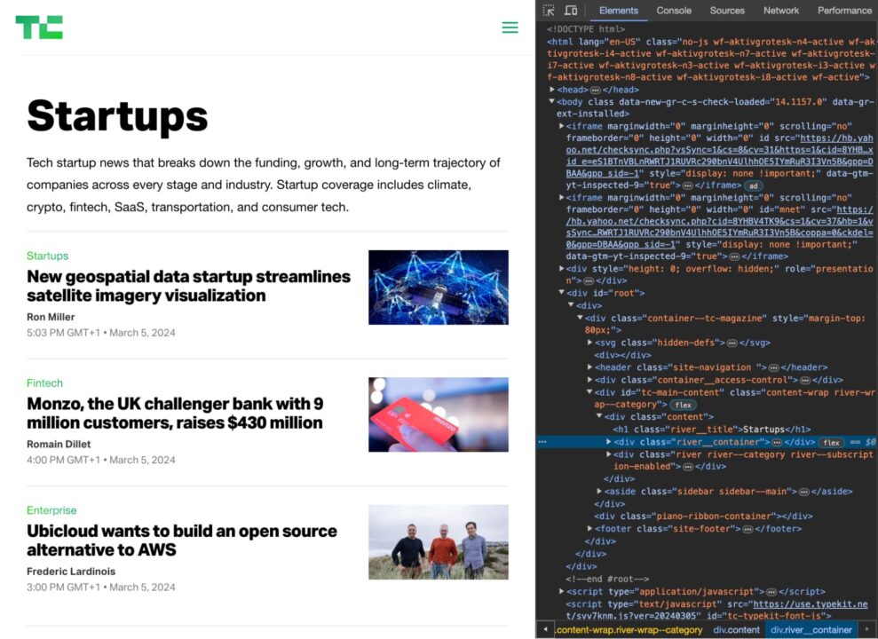 Opening the HTML element on page