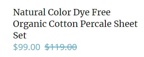 Natural Color Dye Free Organic Cotton Percale Sheet Set