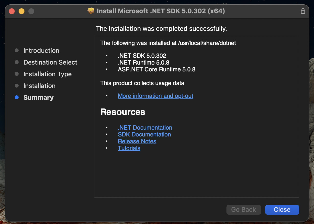 Installing .NET Core