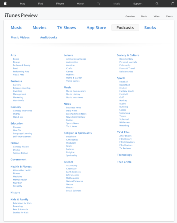 iTunes website preview