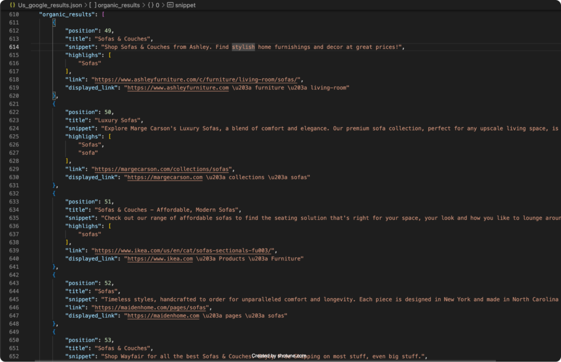 JSON file with localized data from US