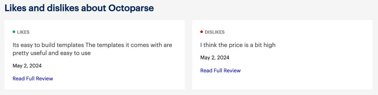 Likes and dislikes about Octoparse
