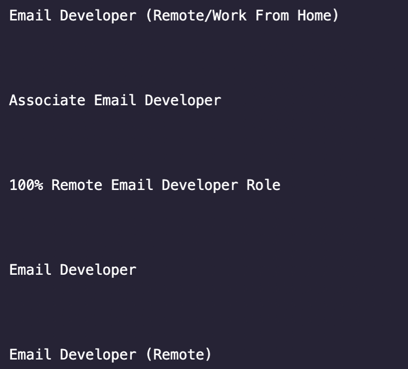 Pick Your Selectors Email Developer