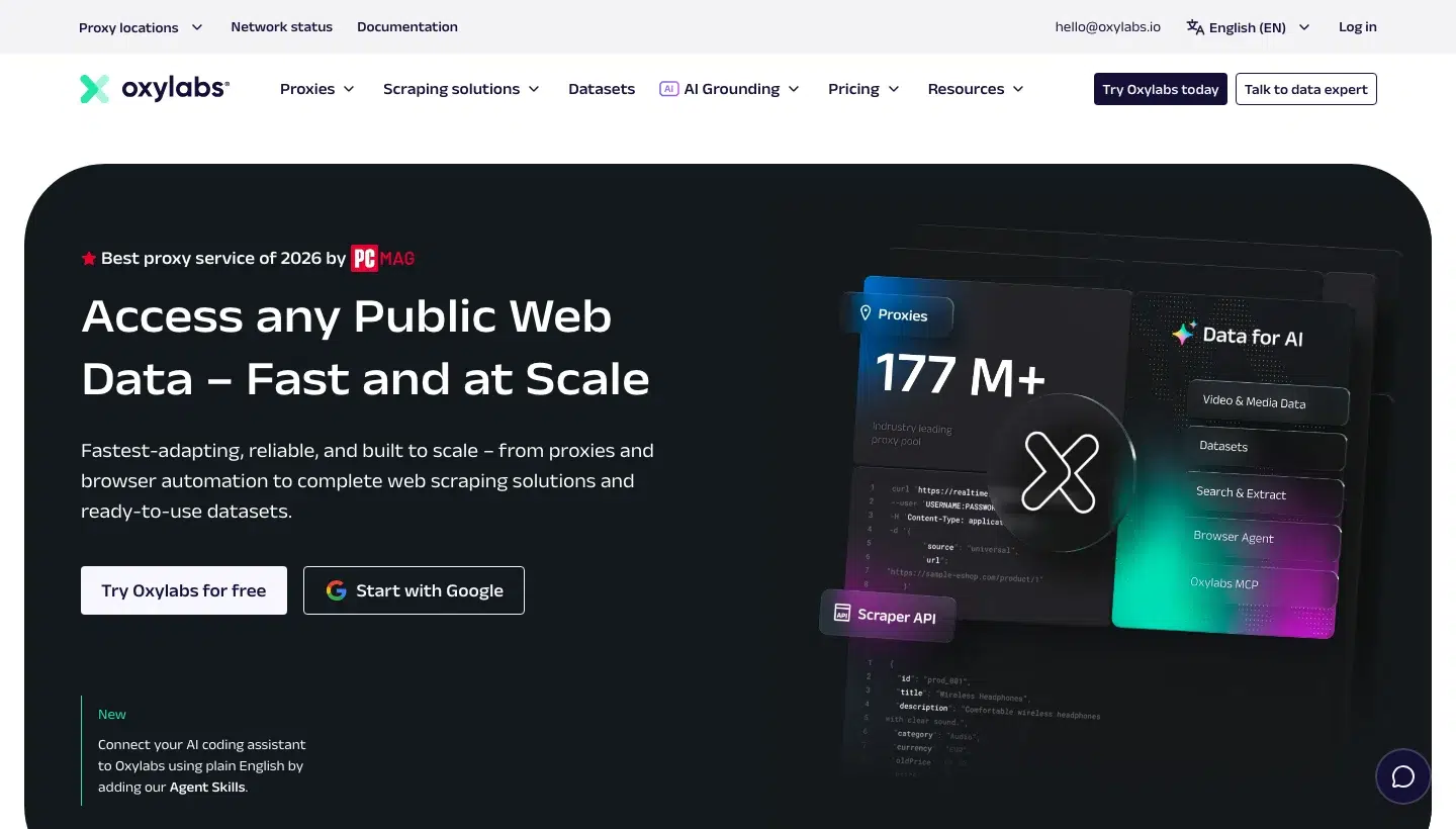 Oxylabs homepage