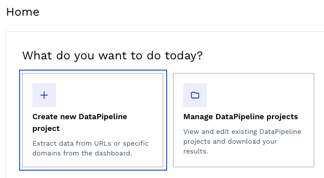 Create new DataPipeline project