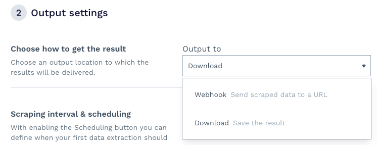 Output settings