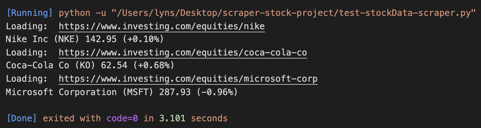 Scrape Multiple Stocks