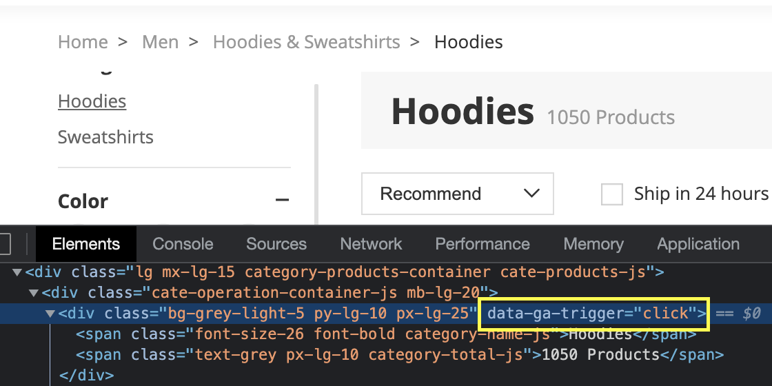  image of HTML coding overlapping a men’s hoodies webpage.