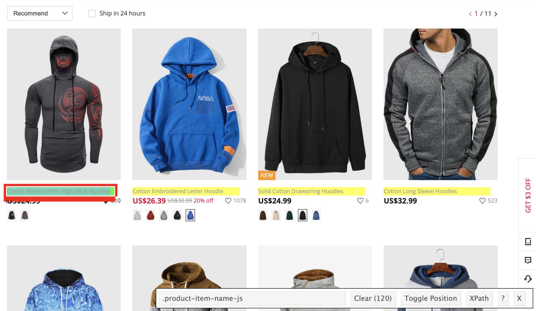  image of men’s hoodies webpage.