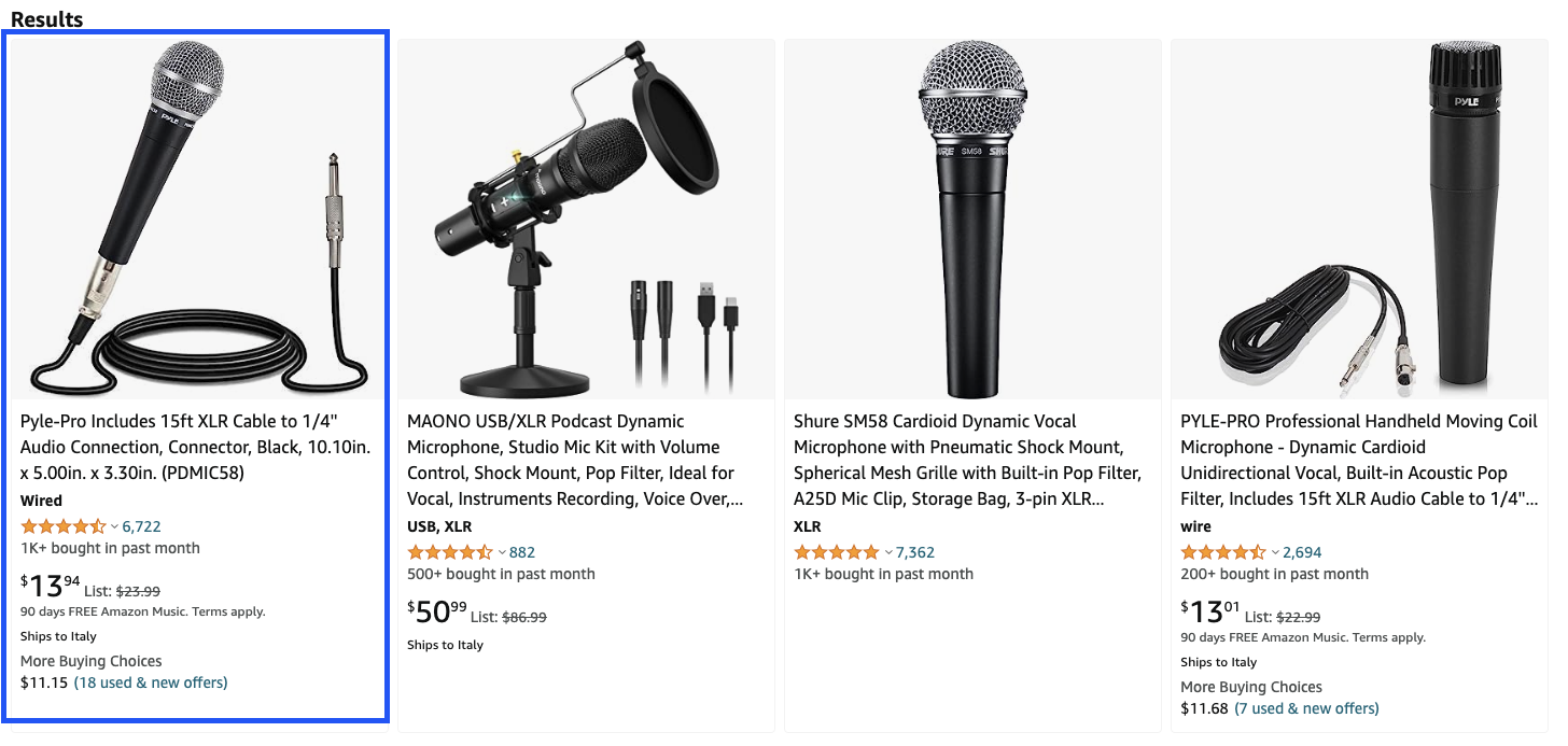Microphones on Amazon