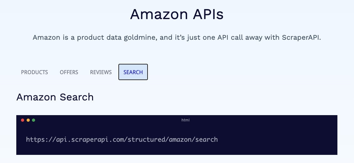 Amazon structured data endpoint from ScraperAPI