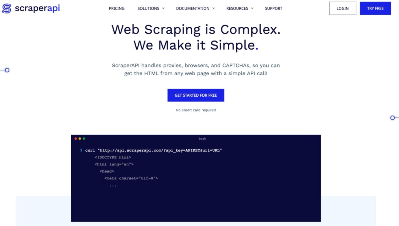ScraperAPI homepage