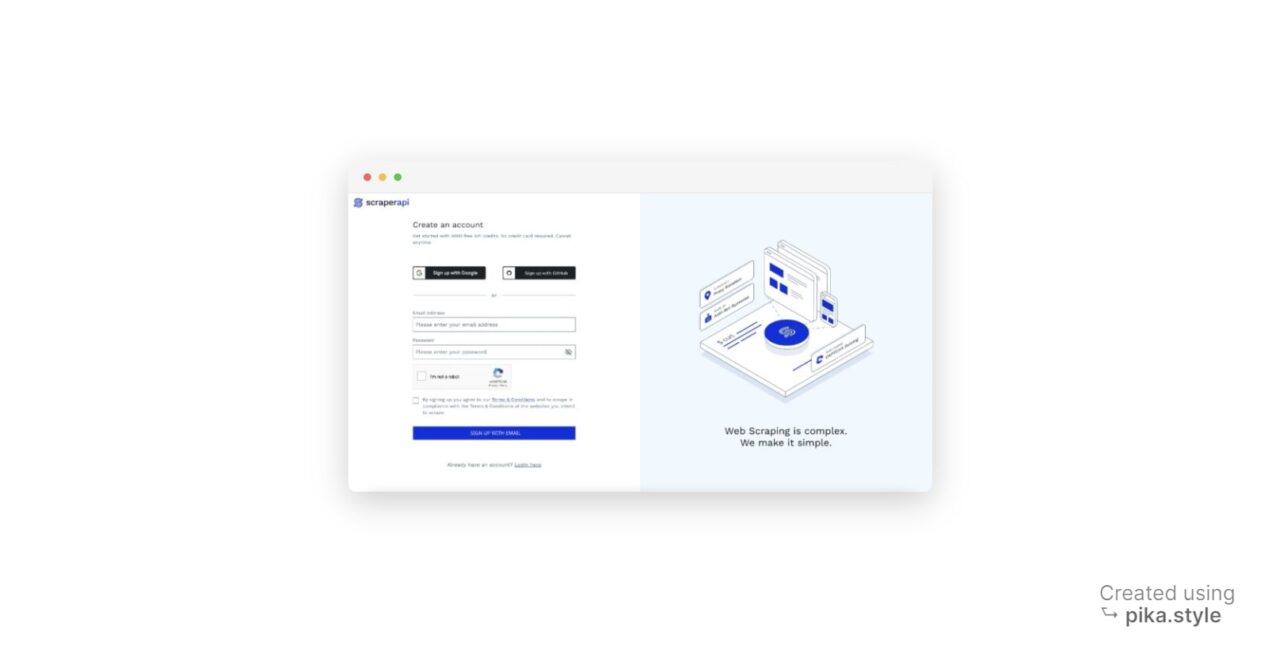 ScraperAPI sign up form page