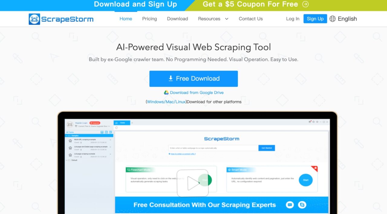 ScrapeStorm AI web scraping solution homepage
