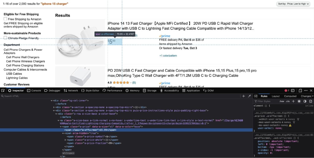 Scraping pricing data from Amazon