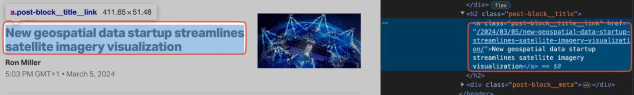 Selecting H2 tag with the selector class