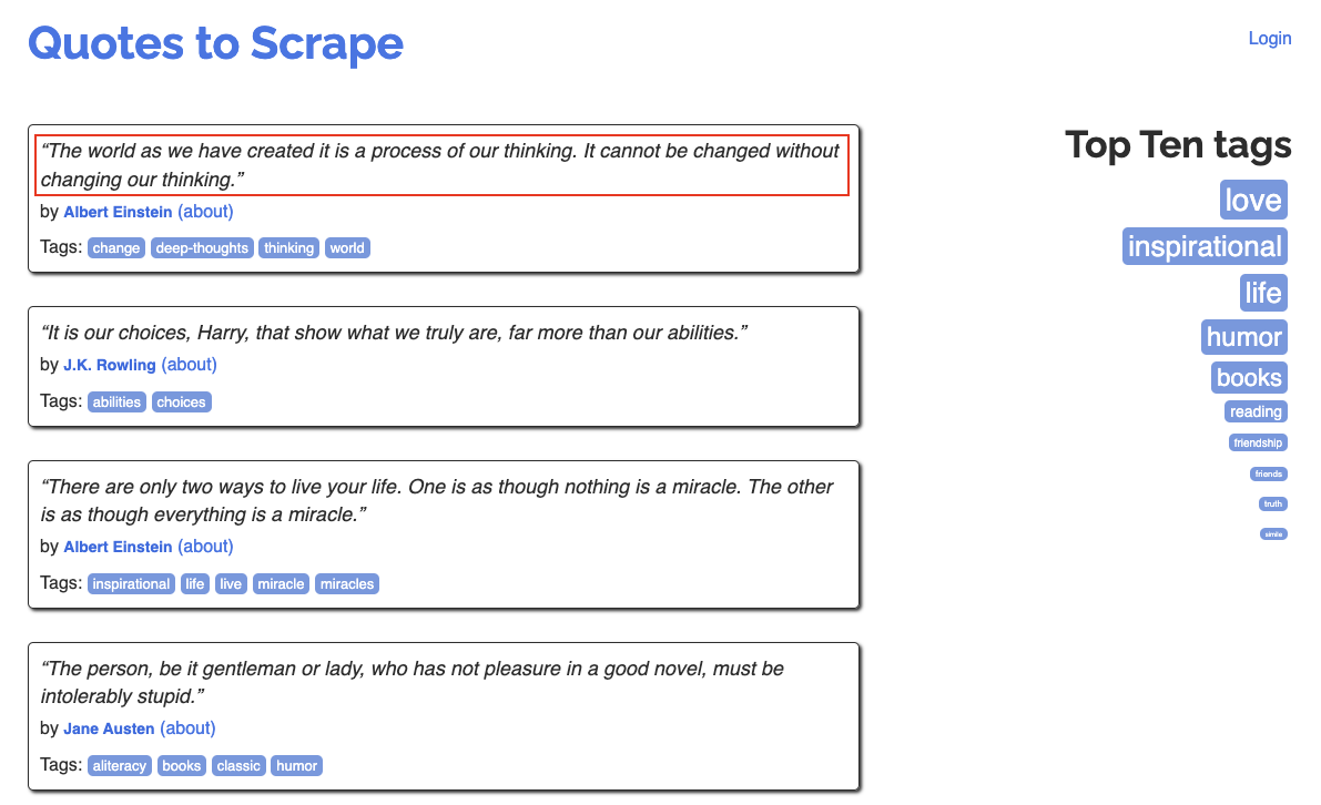 scraping quotes with a simple web scraper