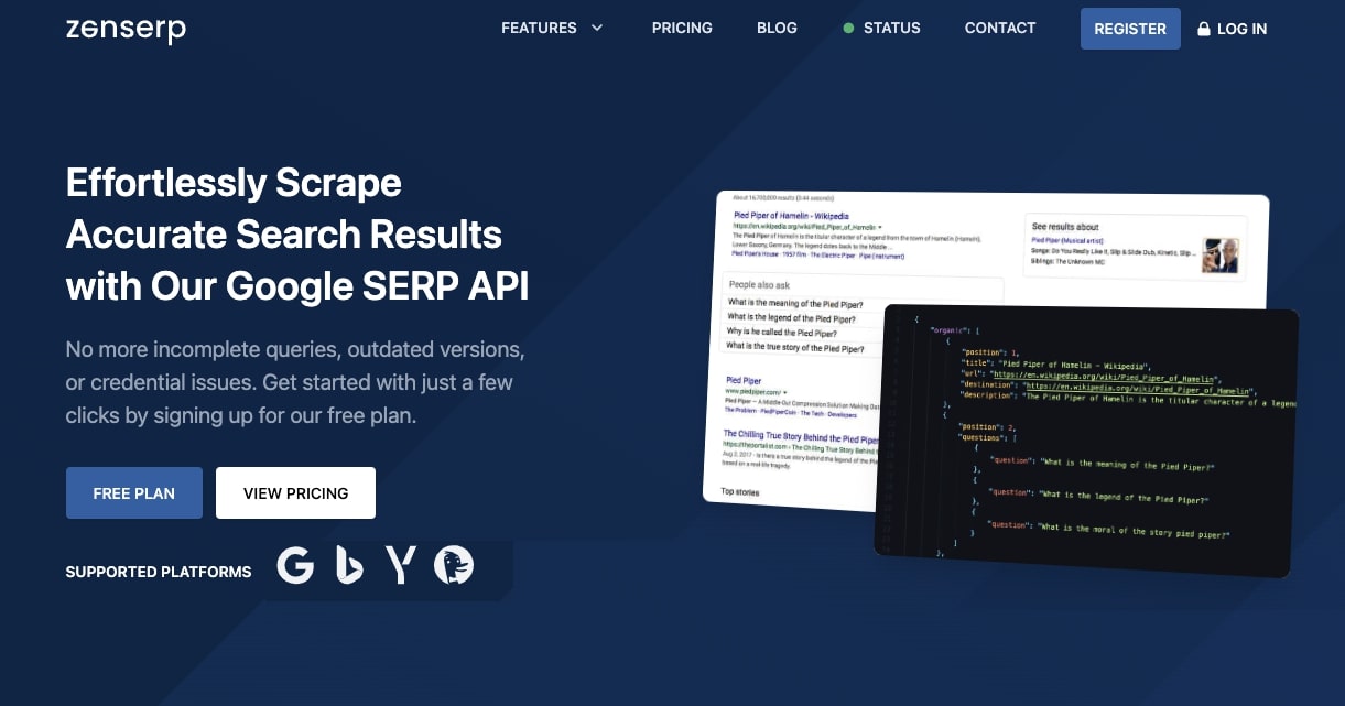 ZenSerp's Google API